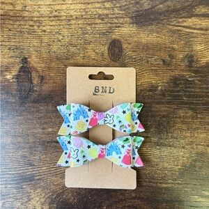 Handcrafted Magic Kingdom Kids Multi-Color Patterned Hair Bows - Set of 2
